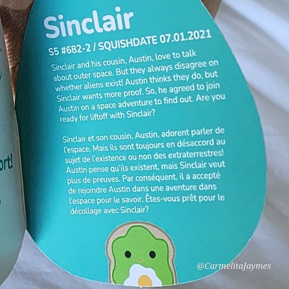 SINCLAIR 🥑🍞 Avocado Toast Original Squishmallow By Kellytoy NWT - Picture 6 of 8